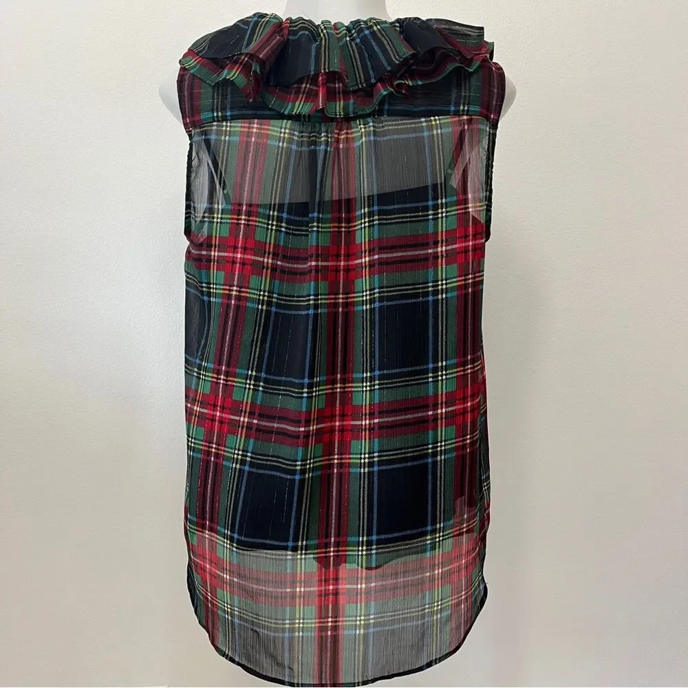 J. Crew Tartan Plaid Sleeveless Dressy Top Size S